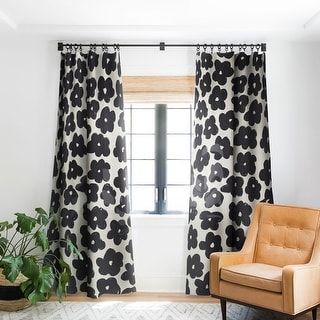 Highlights The Bloom Room Rod Pocket Curtain Panel - 50" x 84" - Bed Bath & Beyond - 26959211 Black Window Treatments, Black White Curtains, White Curtains Living Room, Bold Curtains, White Curtains Bedroom, White Floral Decor, White Window Treatments, Black And White Daisy, White Blackout Curtains