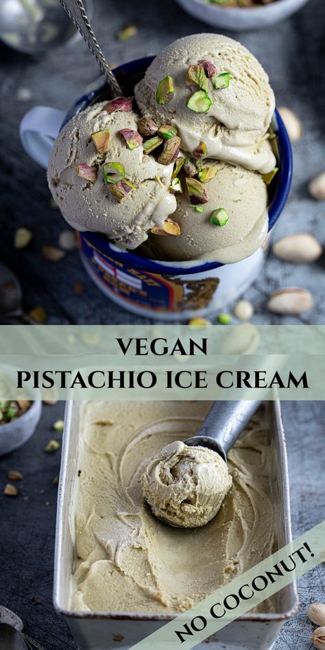 Vegan Pistachio Ice Cream, Pistachio Delight, Vegan Frozen Dessert, Cashew Ice Cream, Vegan Pistachio, Patisserie Vegan, Vegan Ice Cream Recipe, Vanilla Ice Cream Recipe, Ice Cream Maker Recipes