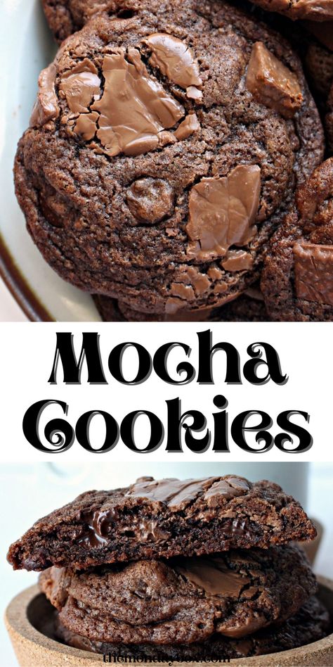 Mocha Chip Cookies, Mocha Cookies Coffee, Chocolate Mocha Cookies, Chocolate Coffee Cookies, Chocolate Chip Coffee Cookies, Mocha Cookies Recipe, Coffee Cookie Recipes, Coffee Chocolate Chip Cookies, Instant Coffee Cookies