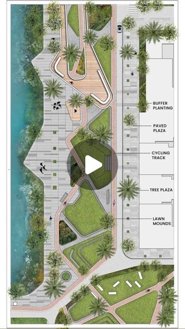 CRAZY ARCHITECTURE | Save this super useful process diagram !
Illustration & Animation by @the_digital_journal .
•
Representation of a vibrant waterfront plaza... | Instagram Sustainable Architecture Diagram, Public Park Design, Crazy Architecture, Parking Plan, Landscape Plaza, Landscape Architecture Park, Waterfront Architecture, Diagram Illustration, Sustainable Transportation