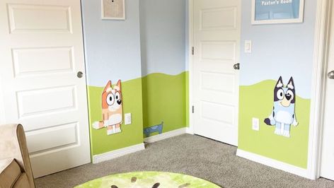 Bluey Themed Bedroom Ideas, Bluey Bingo Room Decor, Bluey Themed Bedroom Girl, Bluey Bingo Bedroom Ideas, Kids Themed Bedrooms, Bluey Home Decor, Bluey Inspired Playroom, Bluey Room Theme, Diy Bluey Room Decor