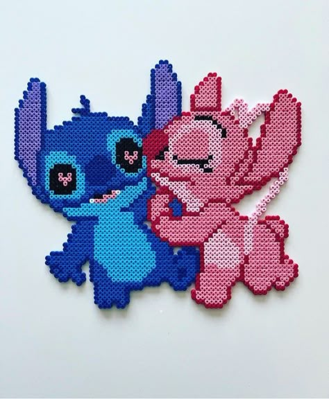 Cinderella Perler Bead Patterns, Fuse Beads Stitch, Mermaid Perler Bead Pattern, Hama Beads Patterns Disney, Modele Pixel Art Disney, Disney Hama Beads Pattern, Stitch Perler Bead Pattern, Hama Disney, Angel Lilo And Stitch