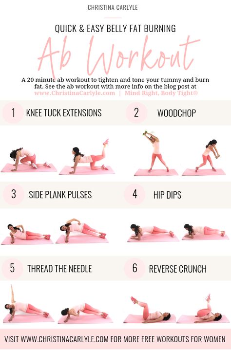 Ab Workout for Women https://christinacarlyle.com/ab-workout-women/ 20 Minute Ab Workout, Tummy Workout At Home, Flat Tummy Workout At Home, Fitness Before After, Fat Burning Abs, Membakar Lemak Perut, Hiit Workout Videos, Effective Ab Workouts, Flat Tummy Workout