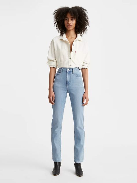 724 High Rise Straight Women's Jeans - Light Wash | Levi's® US High Waisted Straight Jeans, Kibbe Flamboyant Natural, Straight Jeans Outfit, Layering Tops, 2020 Clothes, Pants Ideas, Denim Street Style, Junior Pants, Light Wash Levis