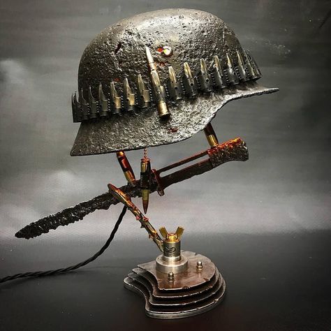 Soldier Helmet, Military Gear Tactical, Electrical Safety, Military Gear, Gothic Decor, Lamp Decor, Art Abstrait, New Year Gifts, Art World