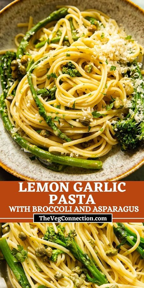 Lemony Asparagus Pasta, Lemon Garlic Asparagus Pasta, Asparagus Artichoke Pasta, Lemon Garlic Broccoli Pasta, Lemon Veggie Pasta, Asparagus With Pasta, Broccoli Asparagus Recipes, Asparagus And Broccoli Recipes, Asparagus And Pasta Recipes