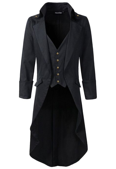 Steampunk Men’s Coats Mens Gothic Tailcoat Jacket Black Steampunk VTG Victorian High Collar Coat $63.00 AT vintagedancer.com Punk Tuxedo, Gothic Tailcoat, High Collar Coat, Victorian Jacket, Victorian Coat, Black Steampunk, Steampunk Jacket, Steampunk Men, Gothic Jackets