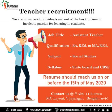 Teacher Recruitment! Teacher Recruitment, Teacher Assistant, Job Fair, We Are Hiring, Job Title, Public School, School Teacher, Social Studies