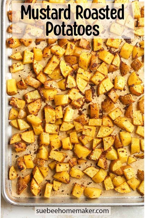 Mustard Roasted Potatoes make dinnertime easy with just three simple ingredients (plus salt and pepper). The stone ground mustard packs a super flavor punch and will have you reaching for seconds! Mustard Roasted Potatoes, Quick Soups, Stone Ground Mustard, Healthy Potato, Quick Soup, Best Side Dish, Healthy Potatoes, Fresh Fruit Recipes, Summertime Recipes