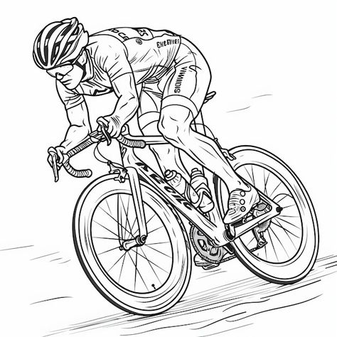 Cyclist Sketch, Cyclist Drawing, Bike Drawing Sketches, Cyclist Illustration, Cycling Drawing, Cycle Drawing, Beatrix Potter Figurines, Bike Drawing, Bike Race