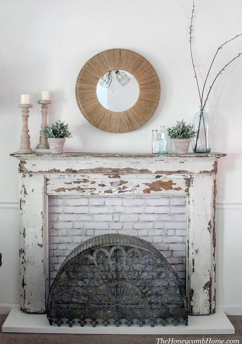 How to build a custom fireplace surround for any mantel.  DIY fireplace, rustic farmhouse fireplace. Faux Foyer, Rustic Farmhouse Fireplace, Faux Fireplace Mantels, Diy Mantel, Fake Fireplace, Faux Fireplace Diy, Farmhouse Fireplace, White Fireplace, Rustic Fireplaces