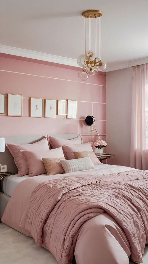 Discover beautiful pink bedroom ideas for all ages and styles From soft teens' rooms to elegant grey and black decor get inspired to create a cozy space with touches of dark rose small hints of white and pops of green Explore kid-friendly designs girly touches and calming dusty hues in this comprehensive guide Dusty Pink Bedroom, Pink Bedroom Design, Pink Bedroom Ideas, Red Room, Apartment Bedroom, Pink Bedrooms, Simple Room, Grey Bedroom, Dark Rose