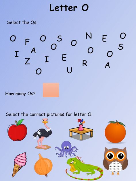 Letter O Worksheet, Phonics Reading Activities, Preschool Counting Worksheets, Preschool Counting, English Worksheets For Kindergarten, Alphabet Worksheets Kindergarten, Reading Comprehension Lessons, Alphabet Pictures, Counting Worksheets