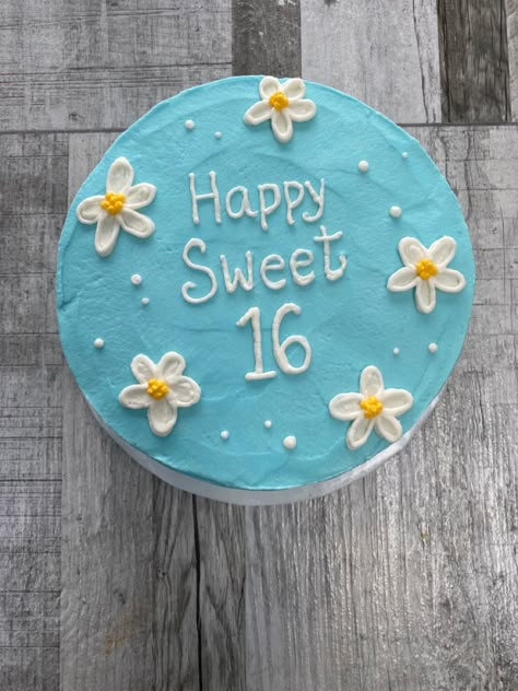 #cakeinspo #sweet16 #minimalistcake #minimalist #cake #aesthetic #aestheticcake #birthday #party #soft Birthday Cake 16 Sweet Sixteen Simple, Blue Cake Sweet 16, 16ty Birthday Cake, Birthday Cake 16 Sweet Sixteen Aesthetic, Simple Sweet 16 Cakes, Simple 16th Birthday Cake, Cute Sweet 16 Cakes, Sweet 16 Birthday Cakes Simple, Cakes For 16th Birthday Girl