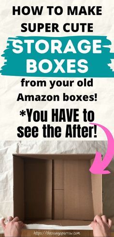 Storage Box From Cardboard, Paper Craft Storage Ideas, Cardboard Box Crafts Storage Diy, How To Cover Boxes With Paper, Diy Amazon Drop Box Ideas, Cardboard Box Storage Ideas, Recycle Boxes Ideas, Cardboard Box Decoration Ideas, Diy Storage Boxes Cardboard