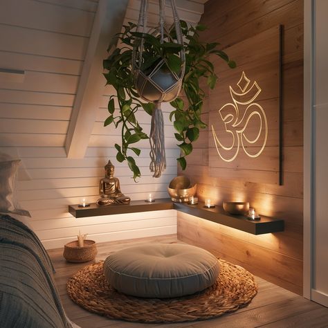 15 Spiritual Bedroom Ideas: From Minimalist To Boho | Ministry Of Numerology - By Johanna Aúgusta Spiritual Bedroom Ideas, Spiritual Room Ideas, Spiritual Bedroom, Meditation Room Design, Yoga Corner, Home Yoga Room, Spiritual Room, Minimalist Living Room Ideas, Zimmer Diy