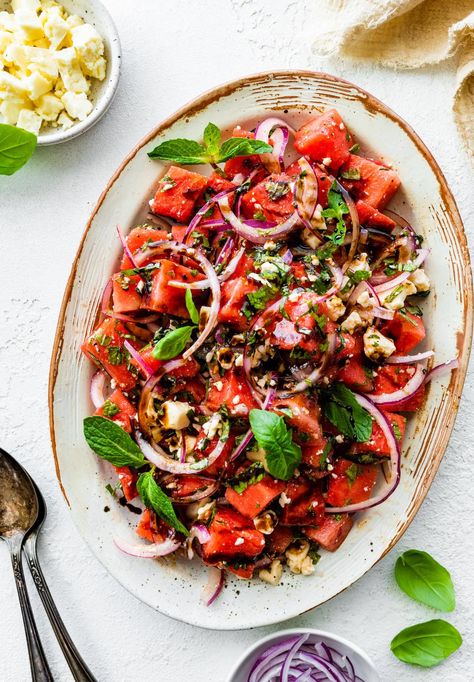 Watermelon Salad with Feta and Basil