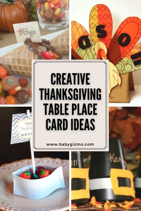 Thanksgiving Name Place Cards Diy Kids, Thanksgiving Place Cards Diy, Thanksgiving Table Place Cards, Thanksgiving Candy Crafts, Diy Name Cards, Place Cards Diy, Thanksgiving Name Cards, Thanksgiving Table Ideas, Thanksgiving Candy