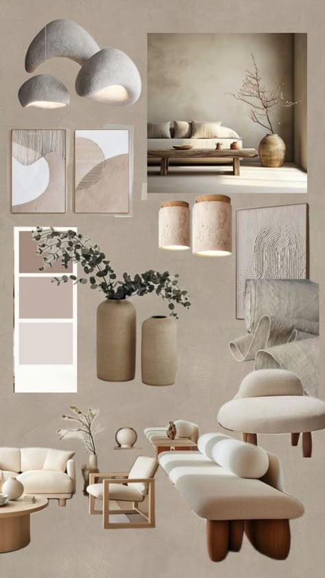 Trending Living Rooms For 2024, Minimalistic Mood Board, Wabi Sabi Moodboard, Wabi Sabi Interior Living Rooms, Mood Board Minimalist, Japandi Interiors Moodboard, Japandi Interior Design Living Room, Minimalist Mood Board, Salon Mood Board