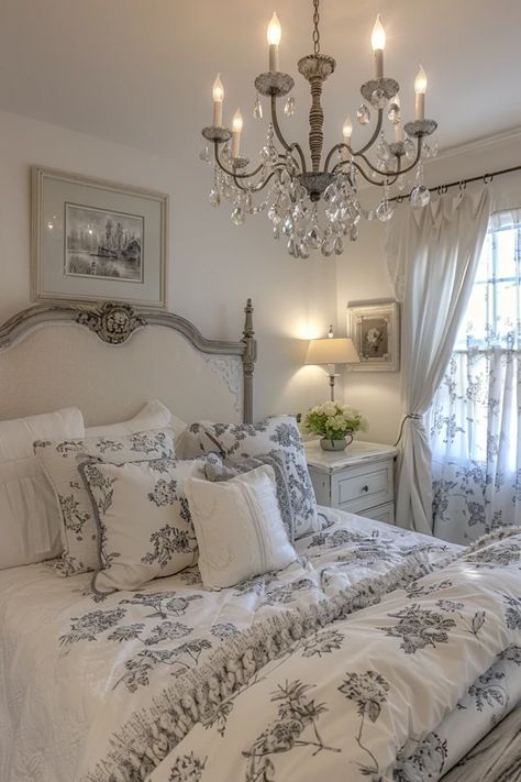 Elegant French Country Master Bedroom Ideas English Cottage Style Bedroom French Country, French Country Fabric Bedroom, Small French Country Bedroom, French Country Bedding Sets, French Inspired Bedroom Master Suite, Bed And Breakfast Bedroom Ideas, French Country House Bedroom, French Cottage Bedroom Ideas, French Country Bedroom Decor Ideas