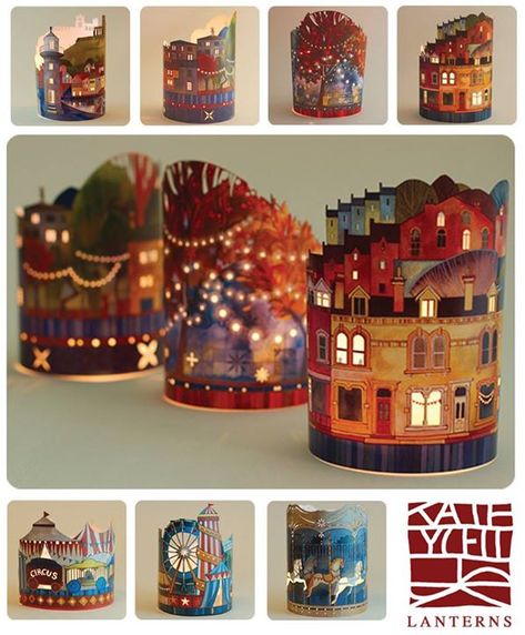 Amazing Lanterns by Kate Lycett - LittleStuff Tea Light Lanterns, Paper Cut Art, Paper Sculpture, Paper Lanterns, Paper Projects, Vintage Tea, Paper Cut, Lampshades, Art Lessons