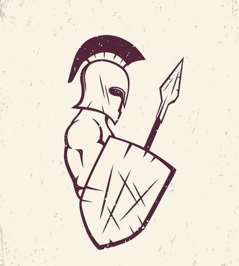 Spartan Drawing, Spartan Helmet Tattoo, Spear And Shield, Shield Tattoo, Helmet Drawing, Helmet Tattoo, Spartan Tattoo, Warrior Drawing, Arte Peculiar