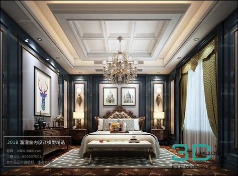 02. EUROPEAN BED ROOM FREE Classical Ceiling Design, Ceiling Design Classic, Classic Ceiling Design, بيوت ملكية, Man Home Decor, Classical Bedroom, Classic Bedroom Design, Luxury Ceiling Design, Ceilings Design