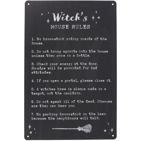 Wicca Crafts, Hosting Party Ideas, Wicca Book Of Shadows, Wood Witch, Halloween Home Decorations, Witchy Bedroom, Hosting Party, House Rules Sign, Tattoo Quotes About Strength