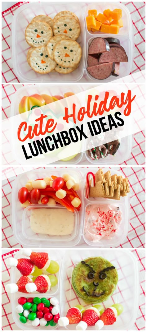 Cute Holiday Lunchbox Ideas from Family Fresh Meals #holidays #lunchbox #lunchboxideas #schoolunch #cutefood #funfood #easylunchboxes #familyfreshmeals #christmas #grinch Santa Lunch Ideas For Kids, Christmas Lunch Ideas For Kids School, Christmas Kid Lunch Ideas, Christmas Kids Lunch Ideas, Christmas School Lunch Ideas For Kids, Christmas Lunches For Kids, Christmas Theme Lunch For Kids, Christmas Themed Lunch For Kids, Kids Christmas Lunch Ideas