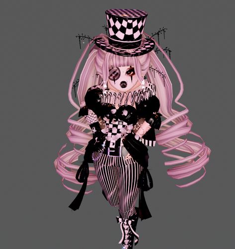 Royale High Outift idea Re-post only with credits <3 #rh #royalehigh Alice In Wonderland Royale High Outfit, Haunted Outfits Royale High, Black And White Outfit Royale High, Rh Clown Outfit, Royale High Costume Ideas, Clown Outfit Royale High, Royale High Hipster Outfit, Matching Royale High Halloween Outfits, Royale High Roblox Outfits Halloween