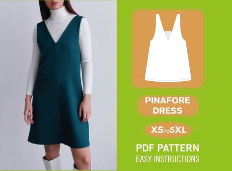 Pinafore Dress Pattern | Overall Dress Sewing Pattern | PDF Sewing Pattern | Pinafore pattern | Sewing Pattern Beginner | Jumper Pattern Overall Dress Sewing Pattern, Pinafore Dress Pattern Free, Diy Pinafore Dress, Pinafore Dress Pattern, Robe Diy, Pinafore Pattern, Sewing Guide, Jumper Pattern, Jumper Patterns