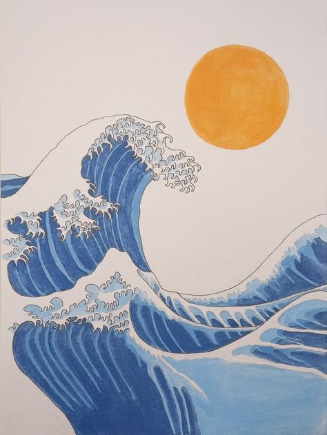 Wave Crashing Drawing, Ocean Waves Drawing Simple, Water Waves Drawing, How To Draw Waves, Sea Waves Drawing, Ocean Waves Drawing, Japanese Wave Painting, Ocean Wave Drawing, Ocean Drawing