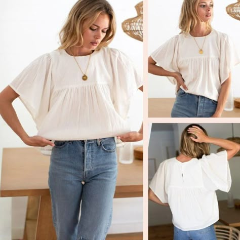 Basalie flutter sleeve top – free pdf sewing pattern – Tiana's Closet Cotton Blouse Sewing Pattern, Women Blouse Sewing Pattern, Linen Blouse Sewing Pattern, Easy Womens Top Sewing Pattern, Women’s Blouse Sewing Pattern, Sewing Blouses Pattern, Free Woven Top Sewing Pattern, Shirt Sewing Pattern Womens Free, Women’s Top Sewing Pattern