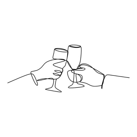 Cheers Illustration Drinks, Line Art Drawings Friends, Drawing Two Friends, Friends Line Drawing, Line Drawing Friends, Party Illustration Art, Friends Illustration Art, Cheers Drawing, Friends Line Art