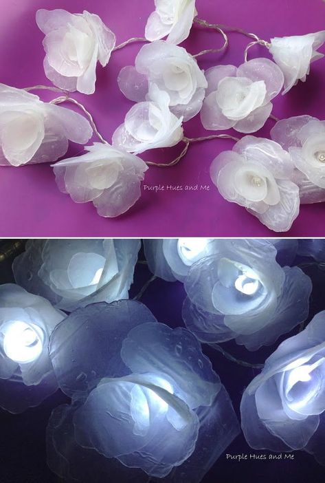 Prettiest Ever Hot Glue Flower Lights | can you believe you can turn hot glue into DIY flowers?? Hot Glue Flowers, Crafts With Hot Glue, Hot Glue Art, Summertime Crafts, Diy Mermaid, Glue Art, Diy Glue, Transfer Images, Diy Hair Accessories Ribbon