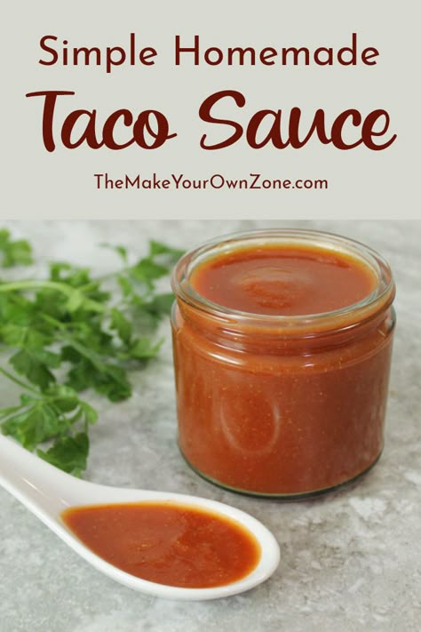 Taco Sauce Recipe, Homemade Taco Sauce, Taco Sauce Recipes, Taco Bell Sauce, Salads Recipes For Dinner, Mexican Sauce, Salads For Parties, How To Make Taco, Taco Sauce