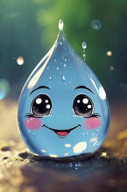 Photo a happy rain water drop | Premium Photo #Freepik #photo Save Water Pictures, Water Conservation Poster, Cat Phone Wallpaper, Cool Galaxy Wallpapers, Art Buddha, Android Wallpaper Art, Drop Of Water, Happy Wallpaper, Water Pictures