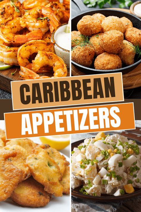 Island Themed Appetizers, Carribean Food Catering, Jamaican Hors D'oeuvres, Caribbean Appetizer Recipes, Jamaica Appetizers, Caribbean Buffet Ideas, Carribean Party Food Ideas, Carribean Brunch Ideas, Caribbean Finger Foods