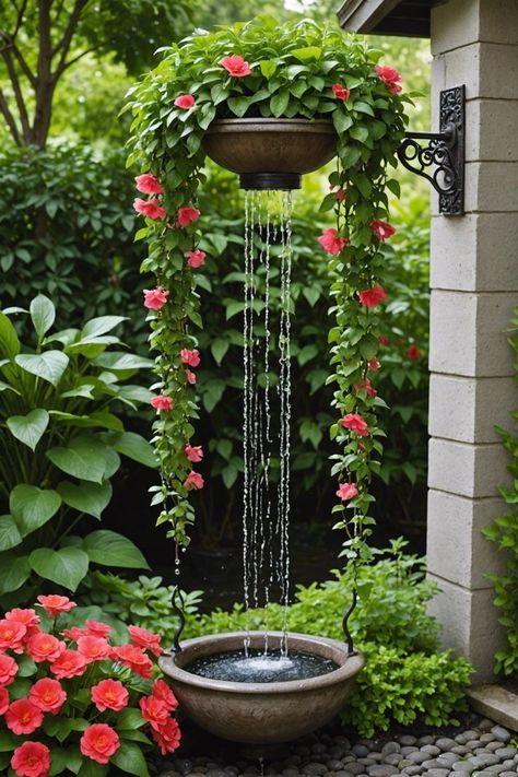 Small Water Ponds Ideas, Ideas For A Small Garden, Small Garden Water Feature Ideas, Garden Features Ideas, Gardening Ideas For Front Of House, Garden Water Features Ideas, Small Waterfall Ideas, Yard Fountain Ideas, Front Yard Water Feature