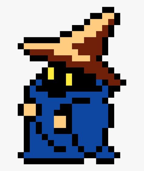 Paper Pixel Art, Fantasy Magician, Black Mage, Final Fantasy Ix, Final Fantasy X, Minecraft Pixel Art, Beads Designs, Perler Beads Designs, Square Enix