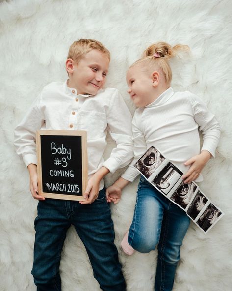 Third baby announcement 
B A B Y # 3 | Our family is growing 🍼  #babyannouncement #growingfamily #babyontheway Sibling Announcement Third, 3rd Child Announcement, Baby Announcement 3rd Child, 3rd Baby Announcement Ideas, 3rd Baby Announcement With Siblings, Baby Number 3 Announcement Ideas, 3rd Pregnancy Announcement With Siblings, 3 Baby Announcement Ideas, Pregnancy Announcement 3rd Baby