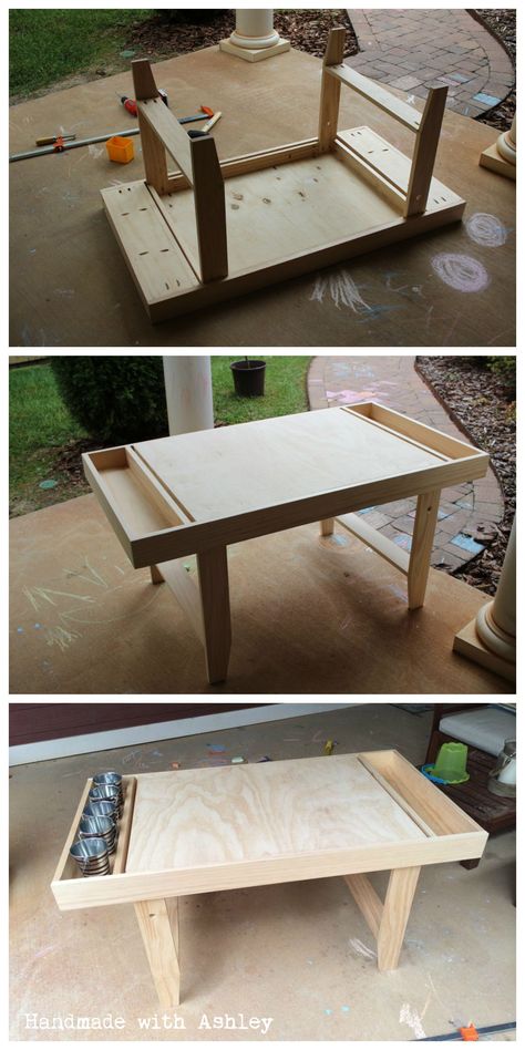 DIY Geometric Kids Art Table – September Fab Furniture Flippin' Contest Entry - Handmade with Ashley Diy Art Table, Play Table With Storage, Diy Kids Art Table, Kids Craft Table, Kids Art Table, Lego Table Diy, Kids Craft Tables, Diy Kids Table, Craft Tables