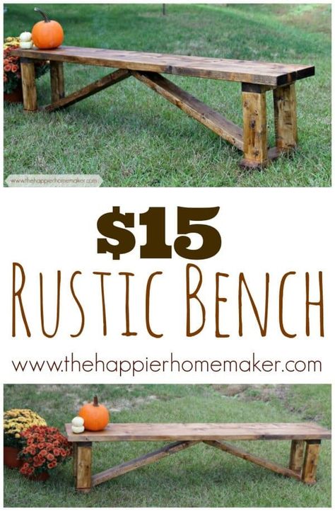 Rustic Outdoor Benches, Make A Bench, Diy Bank, Making A Bench, Garden Bench Diy, Diy Bench Outdoor, Diy Furniture Redo, Farmhouse Bench, Bench Outdoor