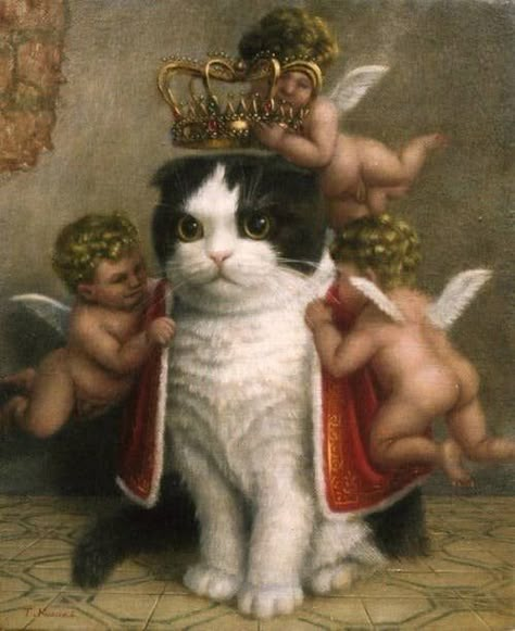 Baroque Royal Cat Painting Rapunzel Portrait, Grumpy Cat Disney, Baroque Painting, Silly Art, Rennaissance Art, Image Painting, Baroque Art, Great Cat, Arte Animal