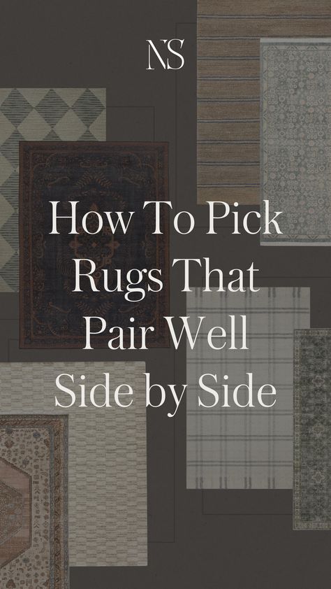 How to mix multiple rugs in an open concept or closed concept home. Rugs that look good side by side. How to pick rugs that look good near each other. Rug pairing recommendations from a designer. How to mix and match patterned rugs in your home. How to pick a color palette for multiple rugs. #rugpairings #mixingrugs #interiodesigntips #rugs Budget friendly rugs. 2 Rugs In Living Room, Rugs For Living And Dining Room, 2 Area Rugs In Living Room, 2 Different Area Rugs In One Room, Should All Your Rugs Match, How To Rug Placement, Living Room Multiple Rugs, House Rug Ideas, Carpets In Open Concept