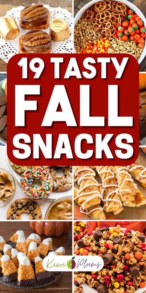 Fall snacks are perfect for cozy autumn days. Discover easy fall recipes, including pumpkin spice snacks and apple cinnamon snacks. Enjoy healthy fall snack recipes and festive fall recipes for any occasion. Try quick autumn treats like caramel apple treats and spooky Halloween snacks. Delight in fall dessert ideas and fall party snacks, ideal for Thanksgiving treats. Harvest treats and fall baking recipes add a seasonal touch to your gatherings with autumn cookie recipes and more. Fall Class Party Snacks, Fall After School Snacks, Fall Bake Sale Treats Easy, Fall Festival Snacks, Pumpkin Spice Snacks, Fall Snacks And Appetizers, Fall Snacks Aesthetic, Easy Fall Treats For Kids, Fall Healthy Snacks