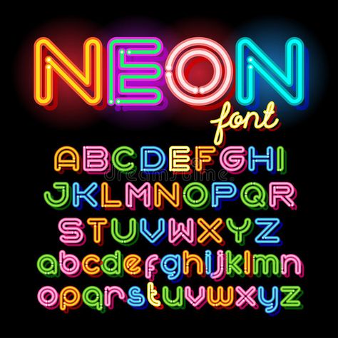 Collage Text, Neon Stock, Neon Ideas, Neon Typography, 90s Logos, Light Font, Letters Png, Alphabet Font, Graffiti Font