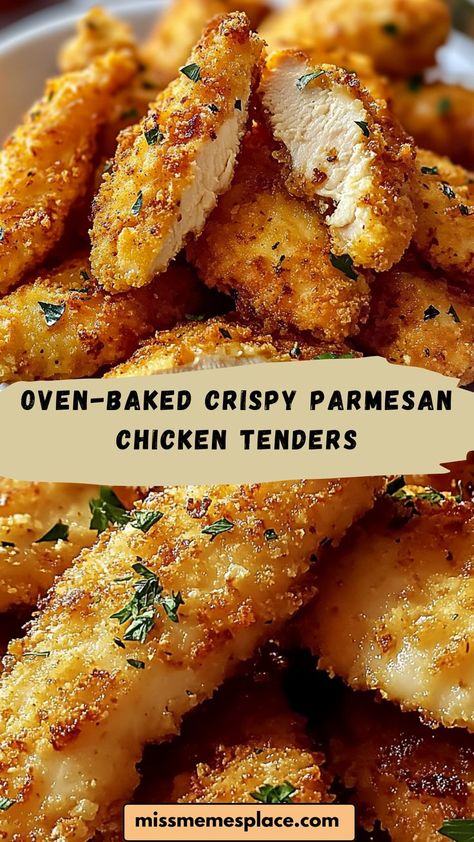 Enjoy guilt-free crunch with these Oven-Baked Crispy Parmesan Chicken Tenders! Coated in Parmesan and seasoned with garlic, these tenders are baked to perfection for a healthy, crispy texture without deep frying. This quick and easy recipe is great for busy weeknights, family dinners, or snacking. Serve with marinara or ranch for an irresistible meal everyone will love. Skip the takeout and make these delicious tenders at home! Chicken Tender Keto Recipes, Dinner Ideas For Chicken Tenderloins, Healthy Homemade Chicken Tenders, Easy Meals For Dinner Healthy Ovens, Parmesan Chicken Fingers, Simple Minimal Ingredient Recipes, Crispy Ranch Chicken Tenders, Crispy Shake And Bake Chicken, Chicken Parmesan Recipes Baked