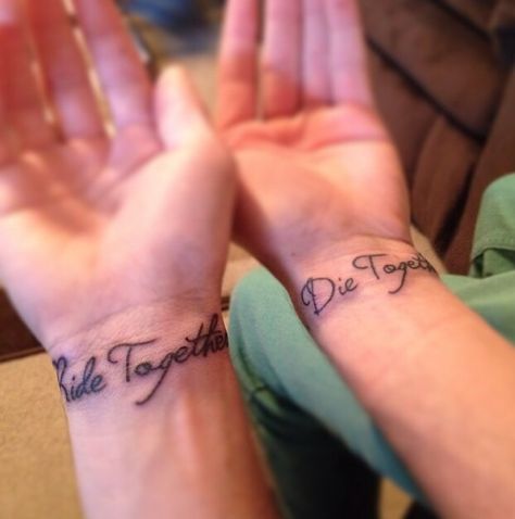 Motocross brothers tattoos. We "Ride Together", We "Die Together" Motorcycle Matching Tattoos, Motorcycle Couple Tattoo, Motorcycle Couple Tattoo Ideas, Matching Motorcycle Tattoos, Biker Couple Tattoos, Ride Or Die Tattoo Friends, Ride Or Die Tattoo Couple, Ride Or Die Tattoo, Earring Placement