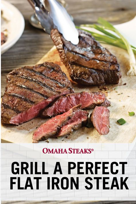 Steak Cooking Chart, Recipe For Pesto, Flat Iron Steak Recipes, Pesto Butter, Outdoor Recipes, Steak At Home, Grilling The Perfect Steak, Omaha Steaks, Flat Iron Steak